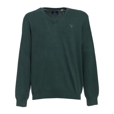 GANT GREEN LIGHT WEIGHT COTTON V-NECK JUMPER 3XL