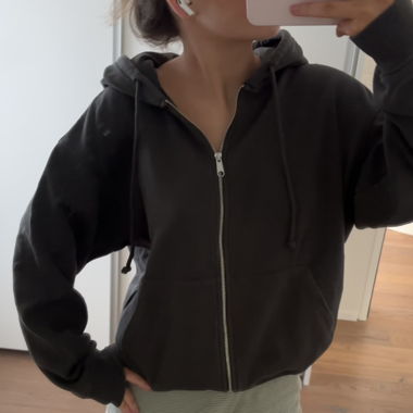 Veste à capuche zippée Bershka noire