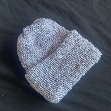 Handmade shiny silver gray beanie double sided