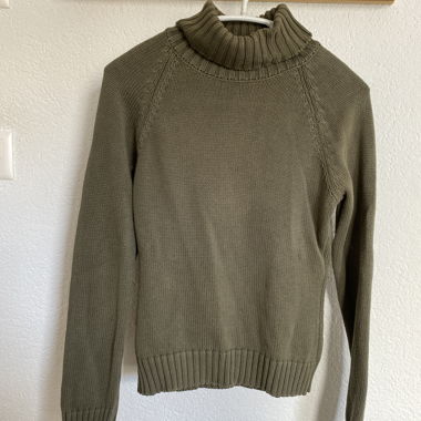Olive Green Knit Turtleneck Sweater