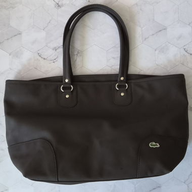Sac shopper Lacoste marron foncé