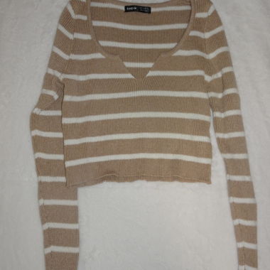 Gestreifter Cropped Strickpullover