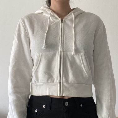White Cropped zip up hoodie