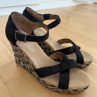 Black TOMS Wedge Sandals