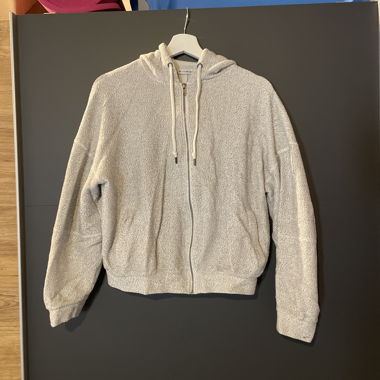 Gilet con cappuccio e zip grigio