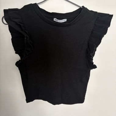 Black Ruffle Crop Top