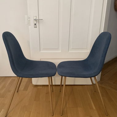 4x blaue Esszimmerstühle