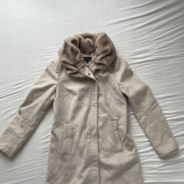 Beige women's coat with hood