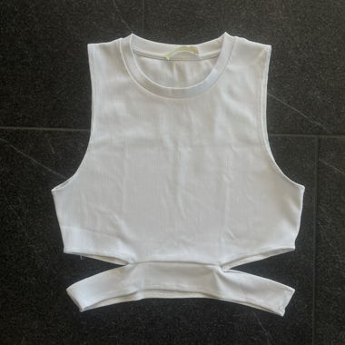 top corto bianco, senza maniche