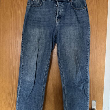 Jeans mom bleus, taille haute