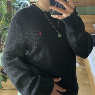 Pull noir en maille Ralph Lauren