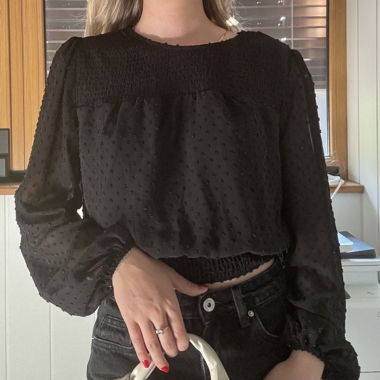 Bluse schwarz mit Punkten
