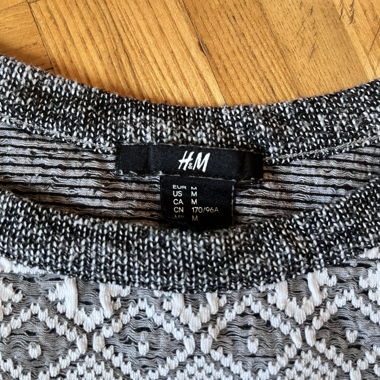 Maglione H&M grigio con motivo jacquard, taglia M