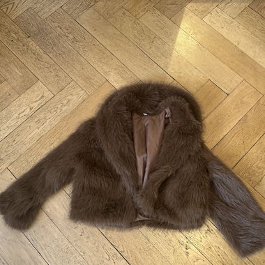 Veste en fausse fourrure brune XS