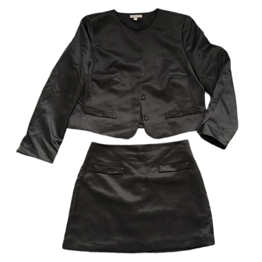 Ensemble 2 pièces noir effet satin (S–M)