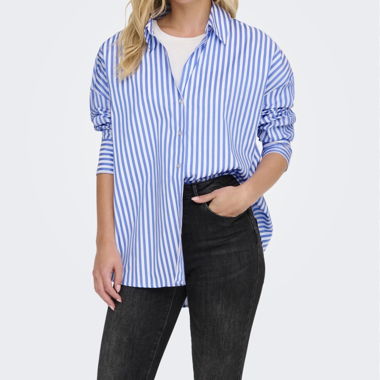 Blau-weiss gestreiftes Oversize-Hemd