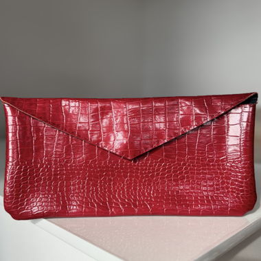 Red leather clutch - almost new