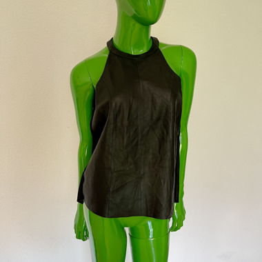Warehouse black leather halter top
