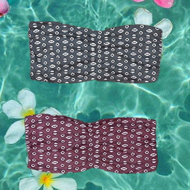 Kurzer Strandtop in Rosa und Blau