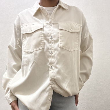 Creme-coloured cord shirt-jacket