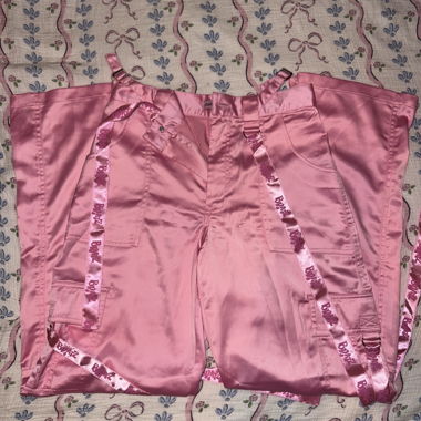 Y2K Bratz Pink Satin Cargo Pants