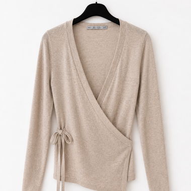 Cardigan croisé beige
