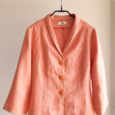 Vintage coral peach linen blazer 