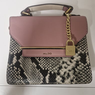 Sac à main ALDO rose et faux serpent