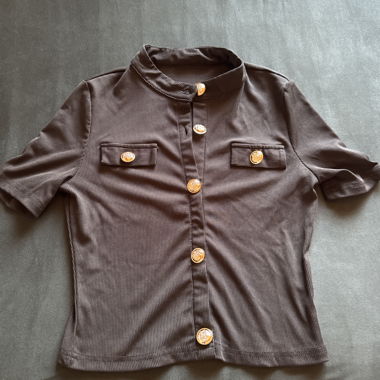 Black Short-Sleeve Top