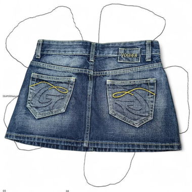 Dunkelbläuer bestickter Denim-Minirock