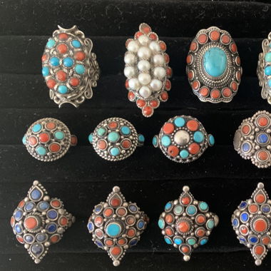 Anelli etnici in argento 925 e pietre semipreziose