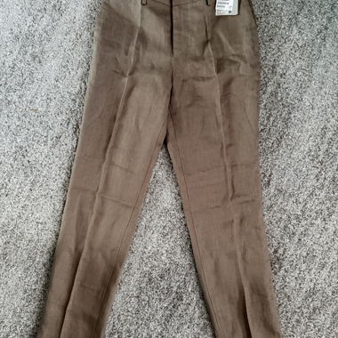 Pantalon en lin H&M Slim Fit marron NEUF