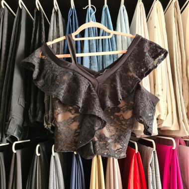 Fashion Nova Asymmetrical Lace Top