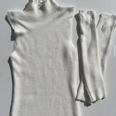 White Wool Dress with Sleeves