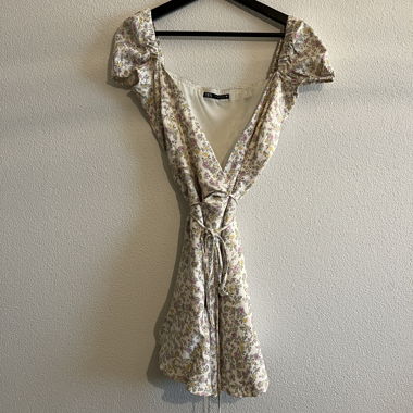 Satin Floral Wrap Dress, Zara