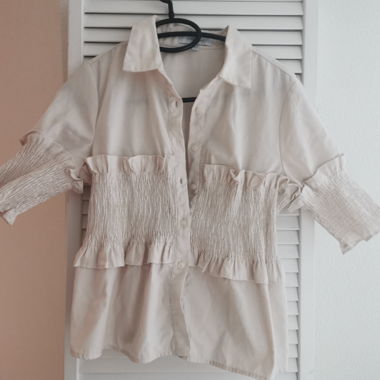 Rosa Rüschen-Bluse, Grösse EU 36