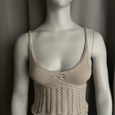 Crop Top lavorato a maglia beige