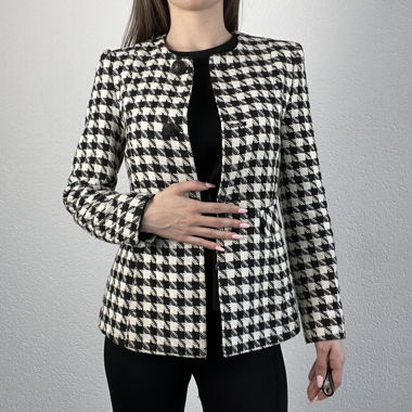Houndstooth Pattern Blazer Jacket