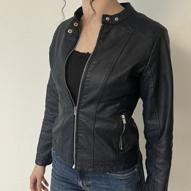 Dark blue vintage leather jacket