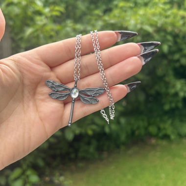 Fairy Grunge Dragonfly Necklace – Mystic Opal