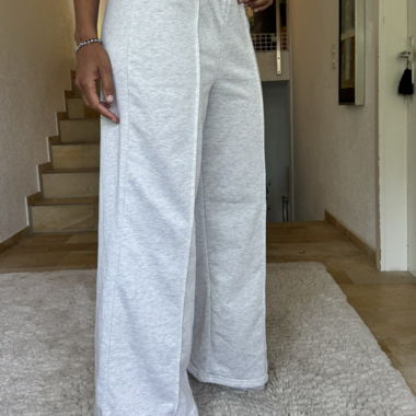 Grey Wide-Leg Jogger Pants