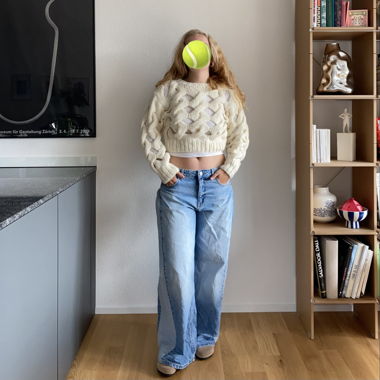 Pull H&M en maille motif torsadé crème blanc Taille XS