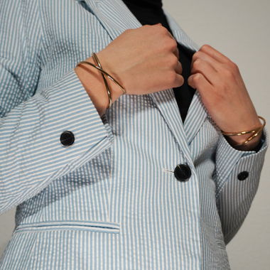 Blue and white blazer
