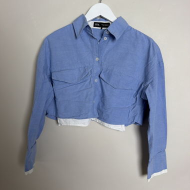 Camicia Zara blu cropped