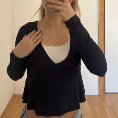 Top manches longues bleu marine foncé