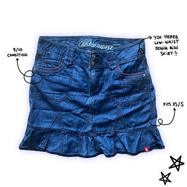 y2k low-waisted tiered denim mini skirt
