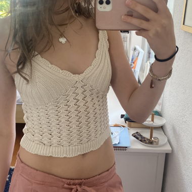 Beige/cream crochet top