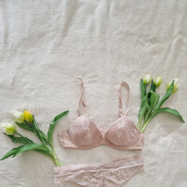 Dessous Set, Hellrosa, Spitze
