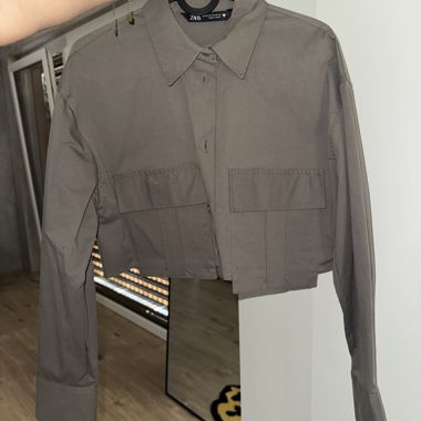 Zara Cropped Khaki Shirt