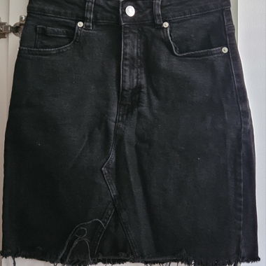 Jupe en Denim Noire Taille Haute
